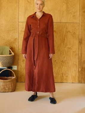 Linen fox Heavy Linen Utility Dress – Adele L/XL button
